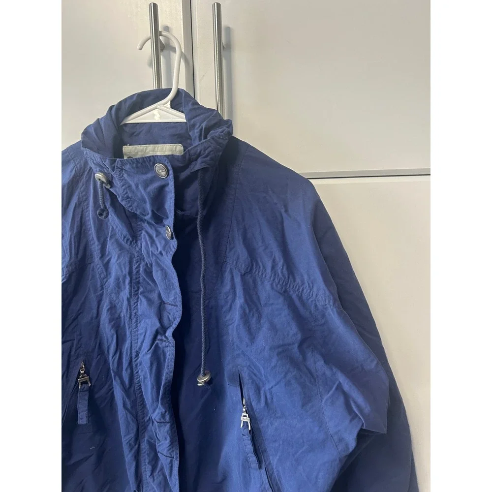 Vintage Schoffel Blue Utility Jacket Hooded Full Zip Windbreaker‎ Mens Medium